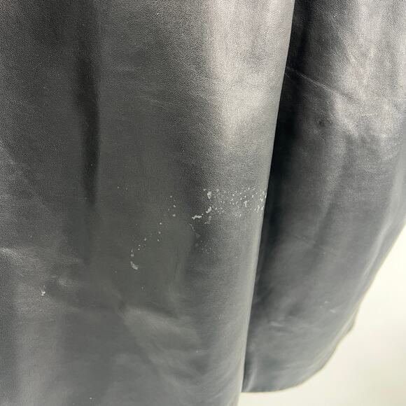 VTG 90s XL Lambskin Black Soft Leather Jacket Lined Coat Button Collar MidLength - Picture 9 of 10